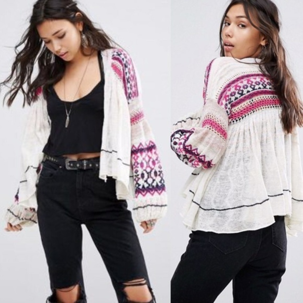 Free People Bell Sleeve Knit Cardi